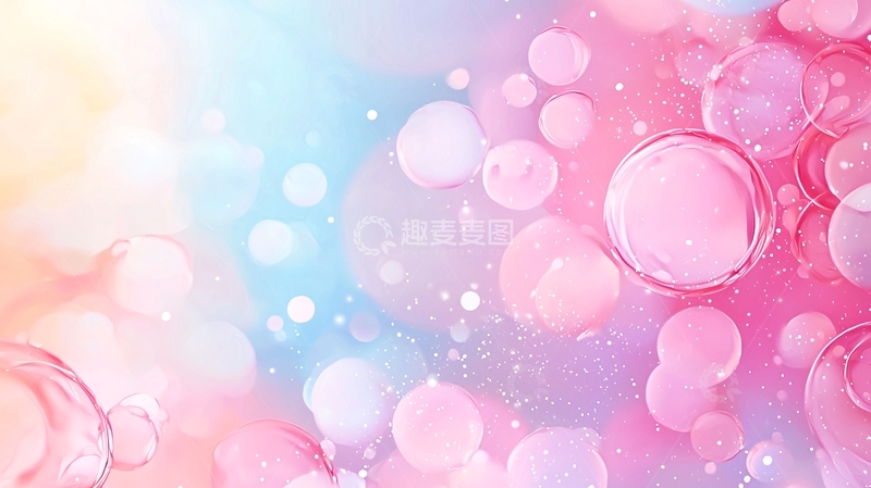 高清大图下载【趣麦麦图】粉色蓝色气泡梦幻背景