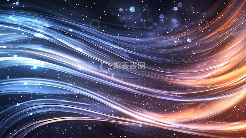 高清大图下载【趣麦麦图】蓝色橙色光线交织