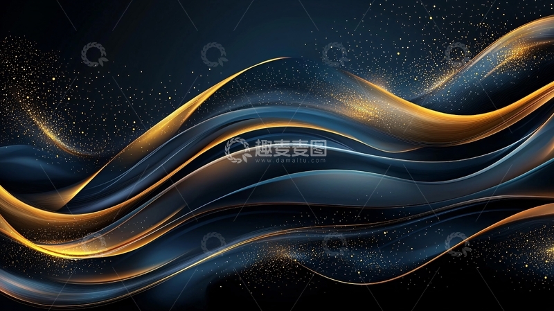 高清大图下载【趣麦麦图】抽象金色曲线背景