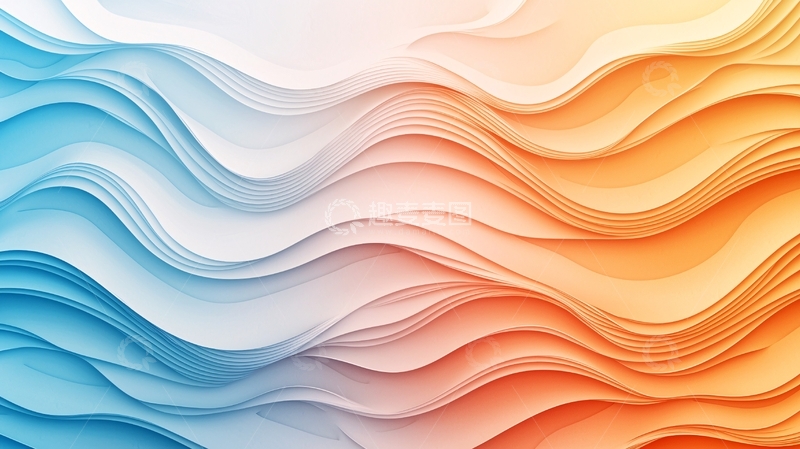 高清大图下载【趣麦麦图】蓝色橙色渐变波浪