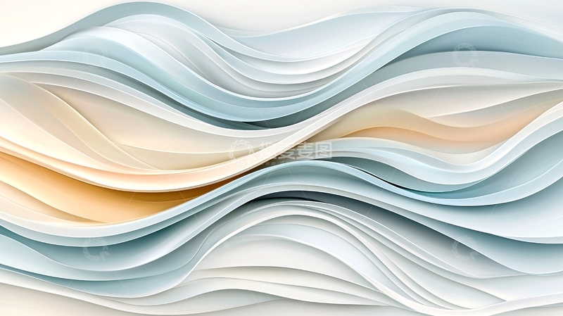 高清大图下载【趣麦麦图】柔和的蓝白金色波浪