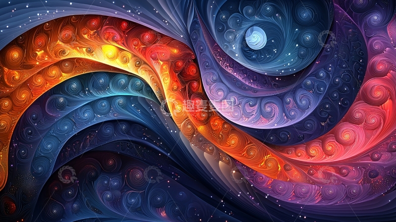 高清大图下载【趣麦麦图】抽象色彩漩涡背景