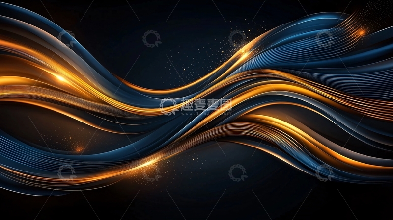高清大图下载【趣麦麦图】蓝色金色交织流动光效