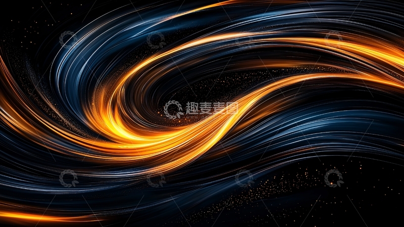 高清大图下载【趣麦麦图】金色蓝色交织的光线