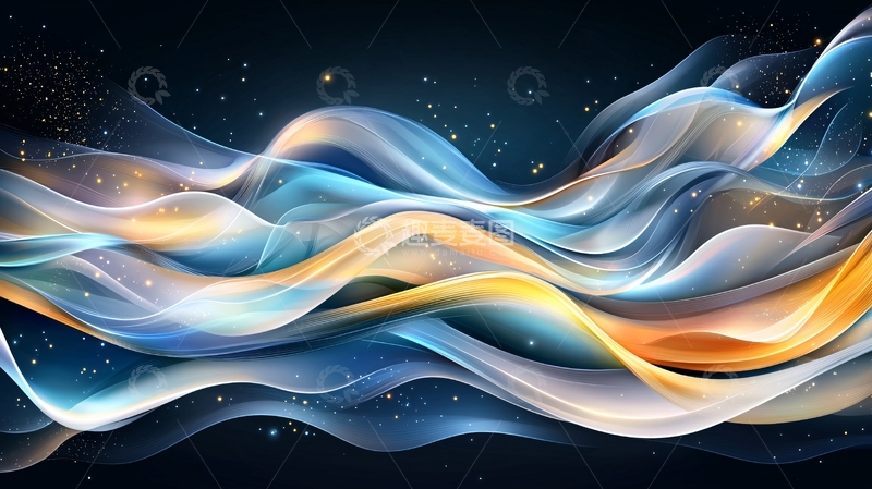 高清大图下载【趣麦麦图】蓝色金色光线流动背景