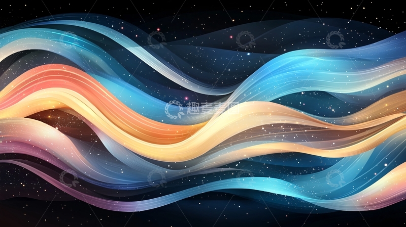 高清大图下载【趣麦麦图】彩色流动线条背景
