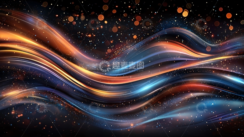 高清大图下载【趣麦麦图】绚丽多彩的波浪光线背景