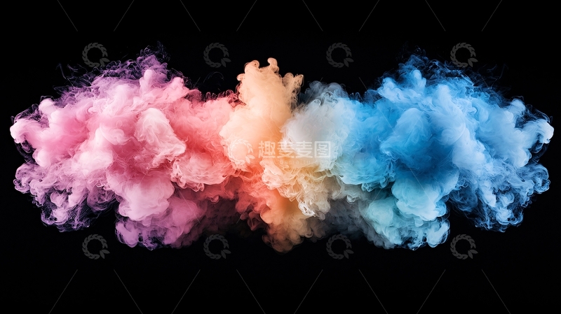 高清大图下载【趣麦麦图】彩色烟雾在黑色背景上