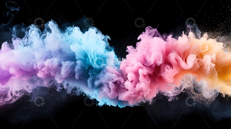 高清大图下载【趣麦麦图】彩色烟雾在黑色背景