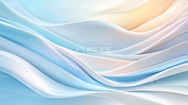 高清大图下载【趣麦麦图】浅蓝色渐变流动曲线背景
