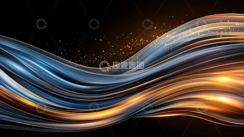 金色蓝色交织的波浪
