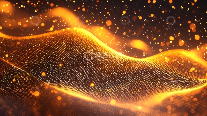 高清大图下载【趣麦麦图】金色粒子流动曲线