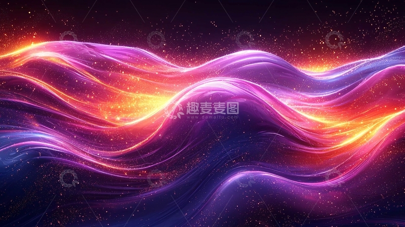 高清大图下载【趣麦麦图】紫色火焰流动的抽象波浪