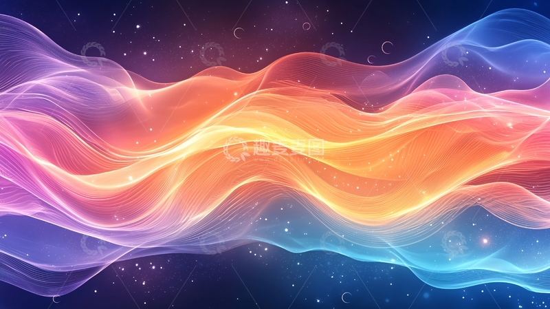 高清大图下载【趣麦麦图】彩色光线波纹星空背景