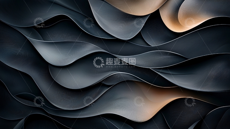 高清大图下载【趣麦麦图】优雅黑色流体波浪