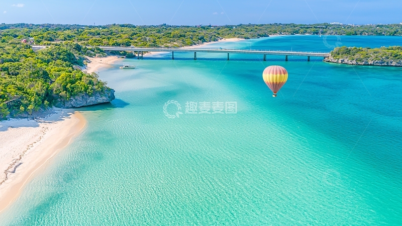 高清大图下载【趣麦麦图】热气球飞越海岛天堂