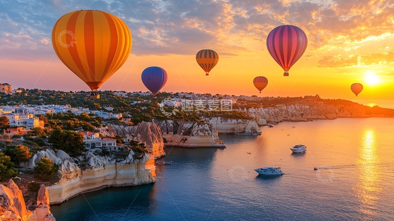 高清大图下载【趣麦麦图】热气球日出海景