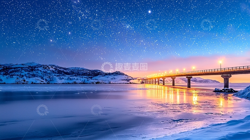 高清大图下载【趣麦麦图】夜空下的桥梁