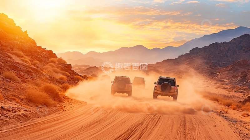 高清大图下载【趣麦麦图】越野车队沙漠驰骋