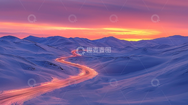 高清大图下载【趣麦麦图】紫色山峦中蜿蜒小路