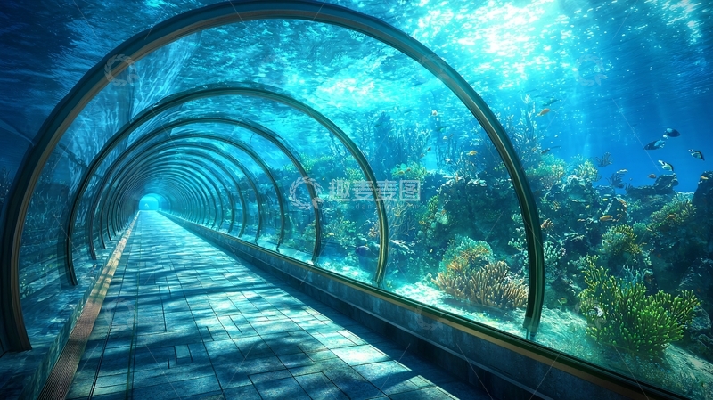 高清大图下载【趣麦麦图】海底隧道水族馆景观