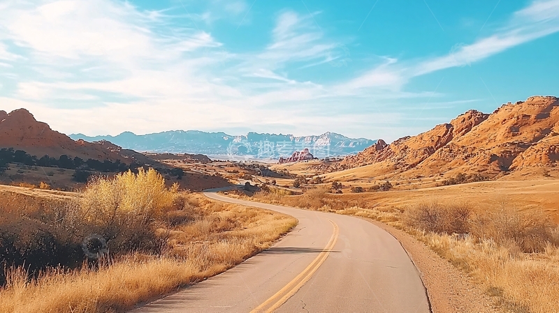 高清大图下载【趣麦麦图】蜿蜒道路通向远方山脉
