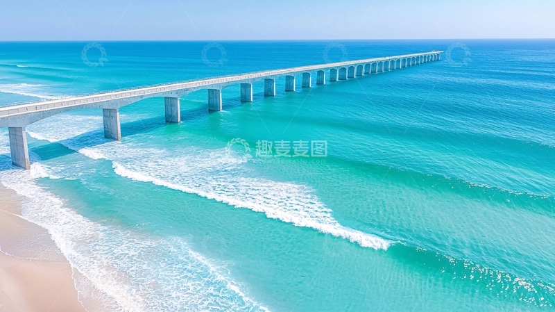 高清大图下载【趣麦麦图】海滩上的桥梁