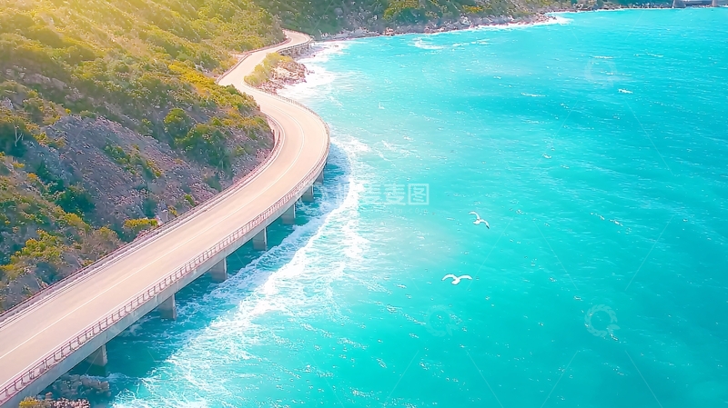 高清大图下载【趣麦麦图】海边公路蜿蜒