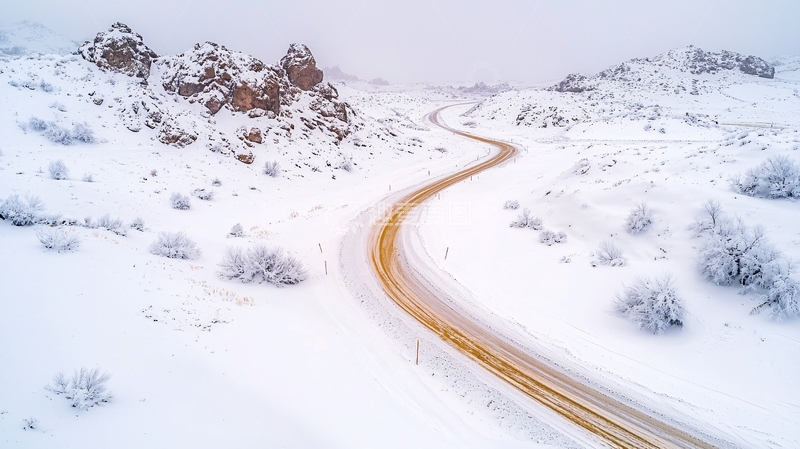 高清大图下载【趣麦麦图】雪地蜿蜒小路