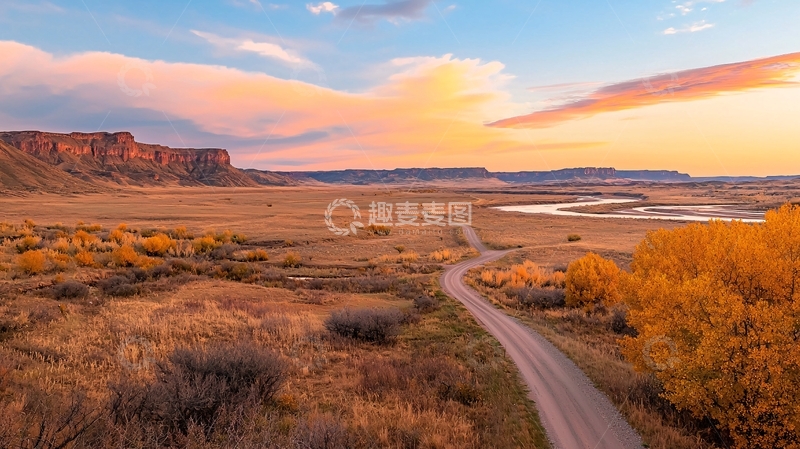 高清大图下载【趣麦麦图】荒野日落美景