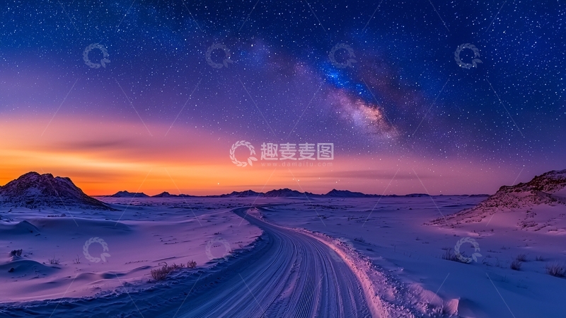 高清大图下载【趣麦麦图】星空下的冰雪地