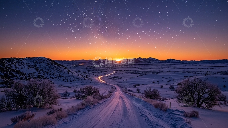 高清大图下载【趣麦麦图】星空下的公路