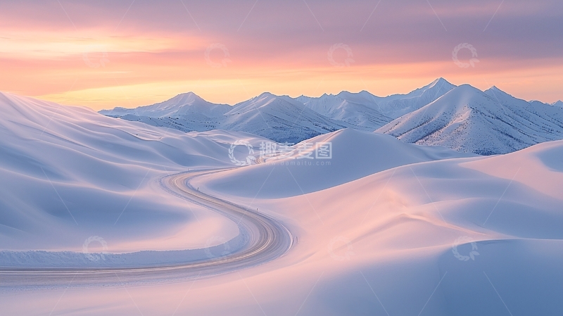 高清大图下载【趣麦麦图】雪山日出高清图片