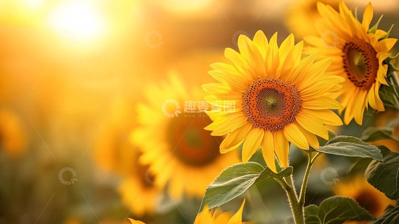 高清大图下载【趣麦麦图】明媚阳光下的金灿灿向日葵