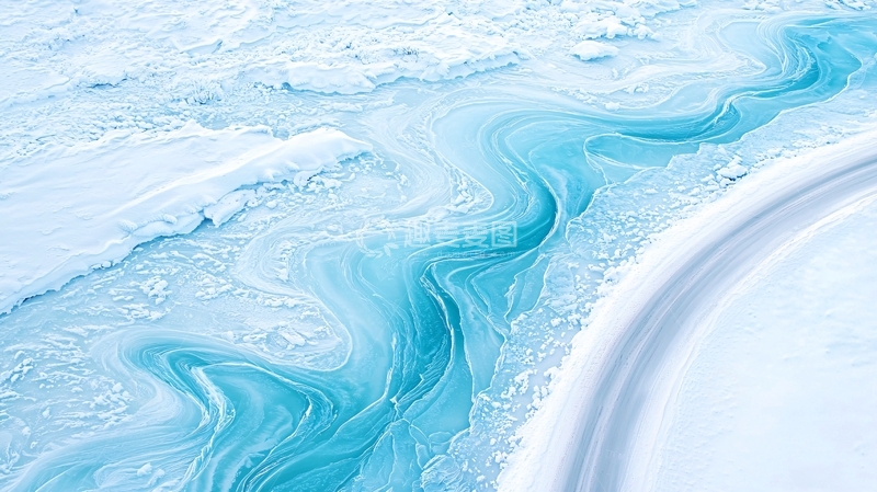 高清大图下载【趣麦麦图】蓝色水流与白色纹理交织