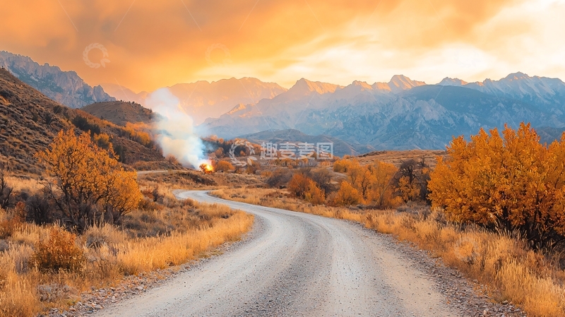 高清大图下载【趣麦麦图】秋季山路风景