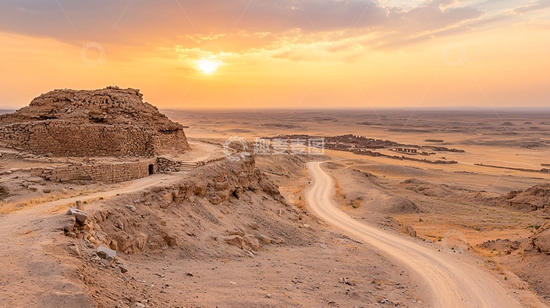 高清大图下载【趣麦麦图】沙漠岩石日落风景