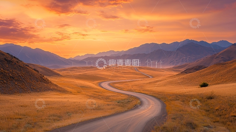 高清大图下载【趣麦麦图】蜿蜒道路通向远方山脉