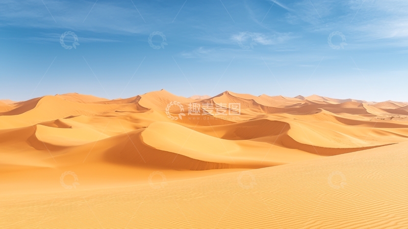 高清大图下载【趣麦麦图】起伏的金色沙丘在蓝天下
