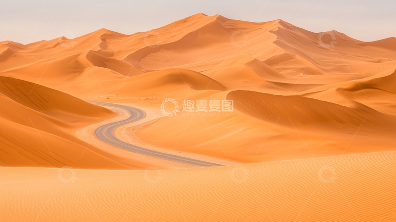 高清大图下载【趣麦麦图】沙漠公路高清图片