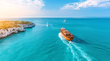 碧海蓝天货轮航行图