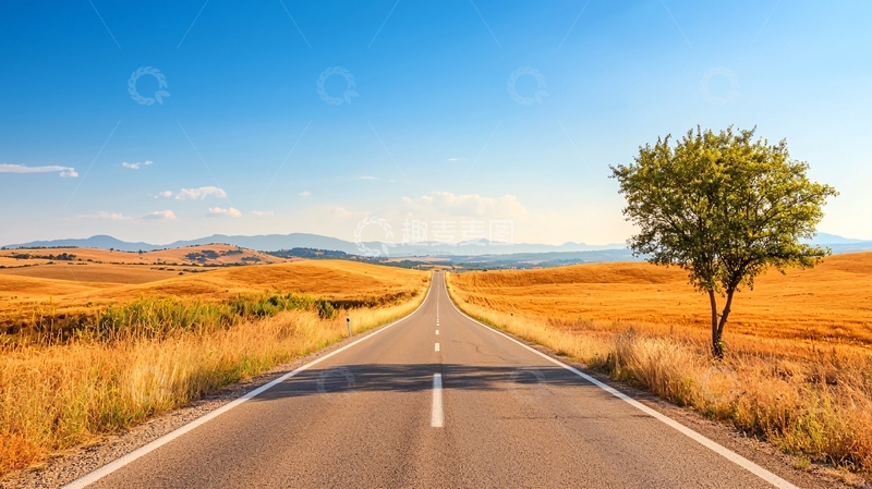 高清大图下载【趣麦麦图】开阔的公路通向远方