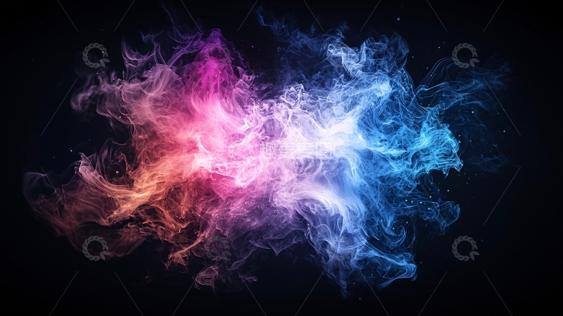 高清大图下载【趣麦麦图】彩色烟雾在黑暗中绽放