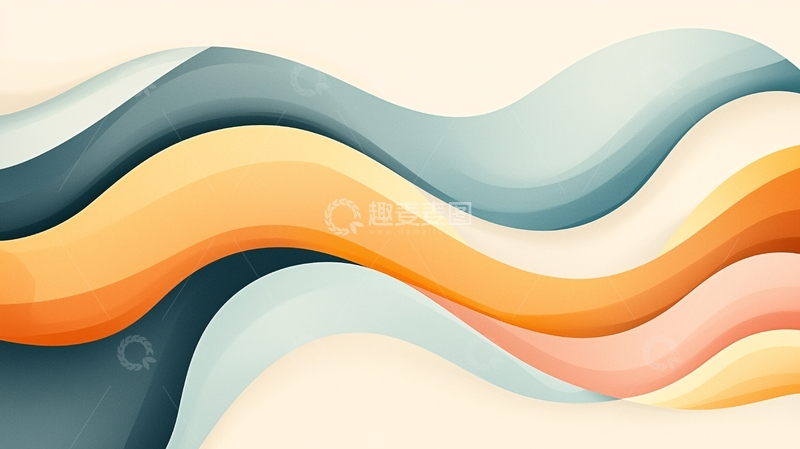 高清大图下载【趣麦麦图】柔和色彩的波浪线条背景