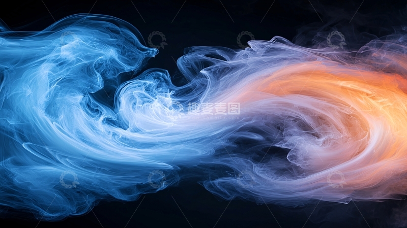 高清大图下载【趣麦麦图】蓝橙色烟雾交织