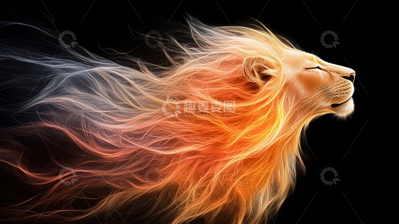 高清大图下载【趣麦麦图】火焰鬃毛的狮子