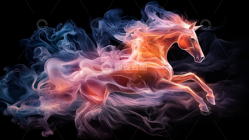 高清大图下载【趣麦麦图】燃烧的马高清图片