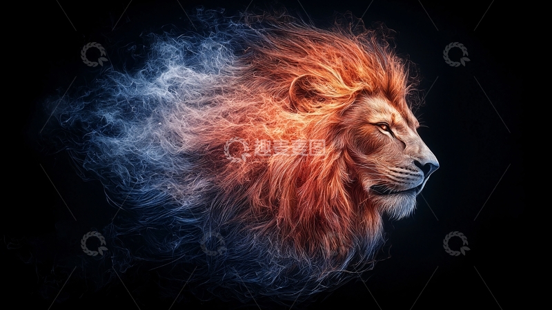 高清大图下载【趣麦麦图】火焰与冰霜狮子