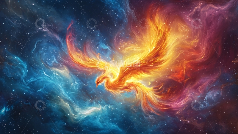 高清大图下载【趣麦麦图】火焰中飞舞的凤凰