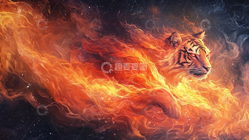 高清大图下载【趣麦麦图】燃烧的老虎高清图片